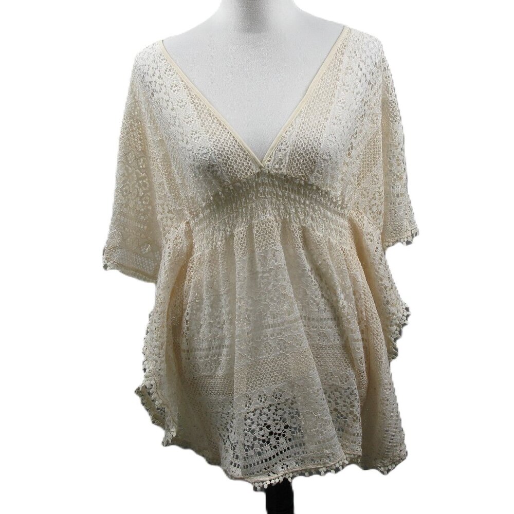 Xhilaration Cream Crochet Lace Beach Coverup Size Large